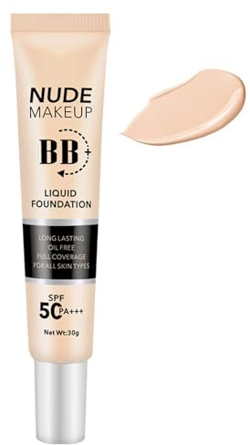 BB Cream, crema de día tintada con SPF 50, base de cojín resistente a la humedad y al agua, transpirable y ligera, corrector duradero con cobertura completa, tono de piel uniforme