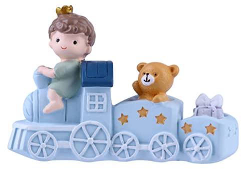 Hübsches Zugkuchen Ornament Weihnachtskuchen Deko Dekoratives Ornament | Kunstharz, Blaues Tischornament für Schreibtisch und Fotos, Liebevolles Cartoon Design