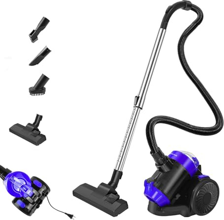 Aspirateur sans sac 1000 W Puissant pour tapis et carrelage, câble 4 m, suceur plat