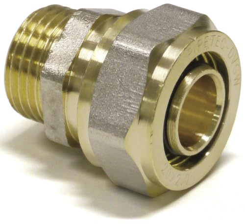 Pipetec Schraubfitting Übergang mit Außengewinde 16 x 2mm - 1/2 Zoll | für Mehrschichtverbundrohr und Aluminiumverbundrohr, DVGW Zertifiziert