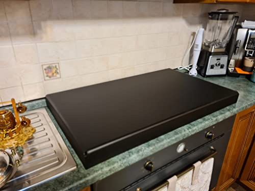 Coprifornelli in Plexiglass Trasparente o Colorato | Copertura Piano Cottura | Protezione su Misura – Versione Classica (Nero satinato, Fascia 7 – da 87 a 95 cm)