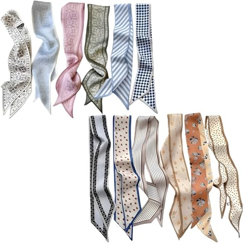 FrostyFlair foulard per donne, 12 pezzi versatile fazzoletto per capelli, foulard per borsa, fascia per capelli, accessori di moda, sciarpa di seta