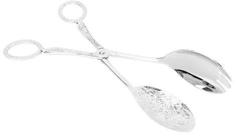 Tomantery Salladstång Elegant Mångsidig Metallskedklämma för Tårta Bröd Frukt Hem Kök Festbuffé för Vuxna och Barn Zinklegering (Silver)