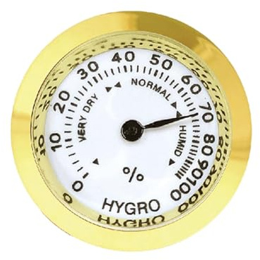 Qianly Hygromètre Mécanique, Mesureur D'humidité, Haute Précision, Cadran Rond, pour Une Utilisation Intérieure et Extérieure, Convient Au Salon et, or 27 Mm