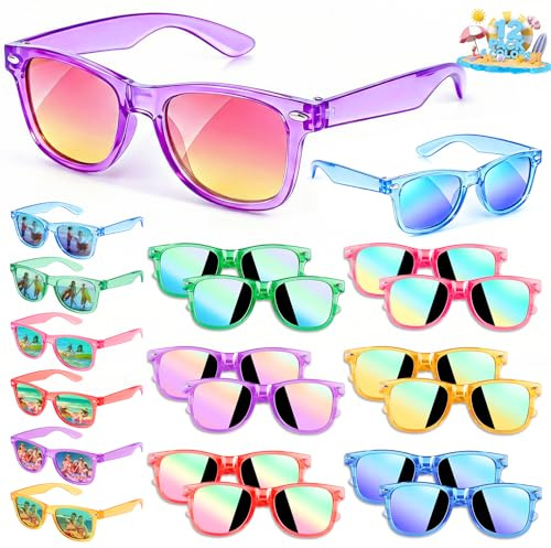 Party Favors Kids Sunglasses - Sunglasses Bulk for Kid Age 3-8, Neon Glasses with UV 400 Protection for Boys Girls, Goodie Bags Stuffers for Birthday Classroom Graduation Gifts - 12 Packs