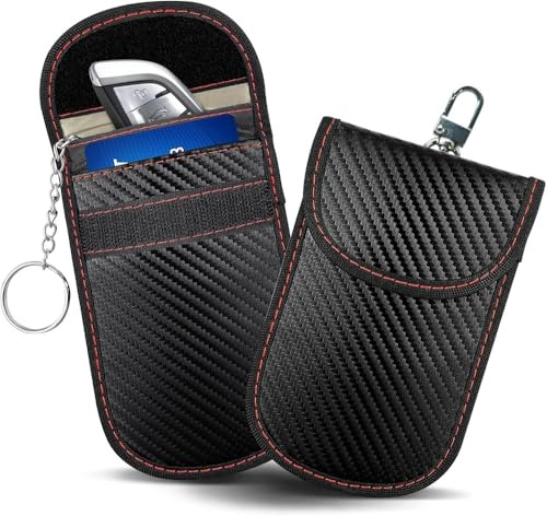 YIXUEERWSY 2 Pezzi RFID Custodia Protezione Keyless Go per Volvo XC40 1 (I) 536 I 2017-2024, Fibra di Carbonio Schermatura Segnale Sicurezza Chiave Auto Faraday Bag