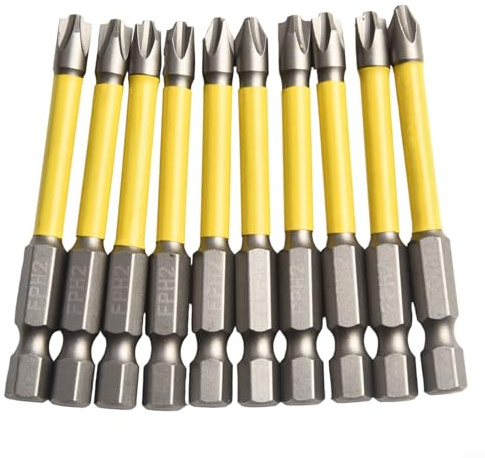 10 piezas FPH2 ranuradas para puntas de destornillador cruzado, herramientas magnéticas de aleación de acero HRC63 para interruptor de enchufe, 65 mm, 110 mm (10 piezas de 65 mm)
