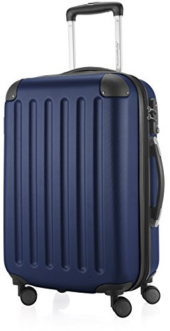 Hauptstadtkoffer Spree - Handgepäck Trolley + digitaler Koffer-Tag mit QR-Code, Koffer mit Erweiterung, Bordkoffer mit 4 Rollen, TSA, 55 cm, 42 L, Schwarz
