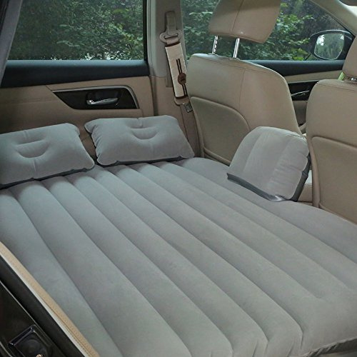 Vinteky Matelas Gonflable Lit de Voiture, Coussin Gonflable pour Dormir dans Voiture Lit Gonflable pour SUV Multifonctionnel avec Pompe à air et Oreillers, pour Camping Piquenique Randonne(Gris)