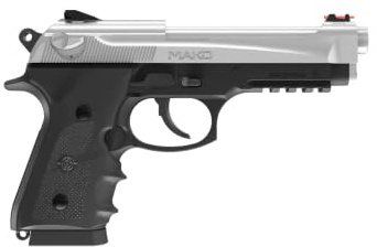 Crosman CM9B MAKO - Pistola de cápsulas de Aire comprimido (CO2) Munición Bolas bb's de Acero Rail Picatinny para Accesorios. Corredera metálica. Potencia < 3.5 Julios | Miras de fibra óptica, agarre ergonómico, marco tricolor, diseño deslizante