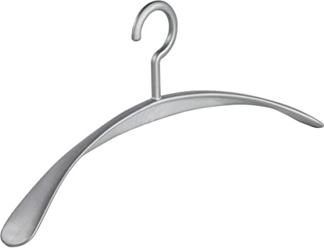 6 Stück Kleiderbügel Garderobenbügel Wing Silber - 45 cm breit - breite Schulterauflagen - Kuststoffkleiderbügel - körpergeformt