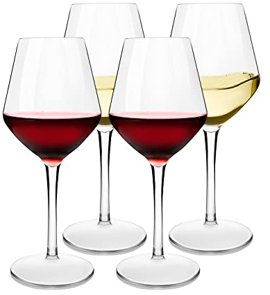 Michley Infrangibile Tritan Calici Da Vino Rosso Plastica Dura, Bicchiere Vino Da Campeggio Da Viaggio BPA-Libera, 440 Ml (15 Oz) Set Di 4