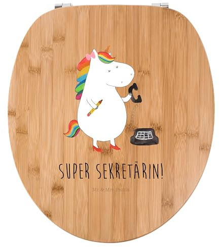 Mr. & Mrs. Panda Motiv WC Sitz Einhorn Sekretärin - Geschenk, WC-Sitz, Toilette, Bürokraft, Klobrille, Toilettendeckel, Einhörner, Einhorn Deko,