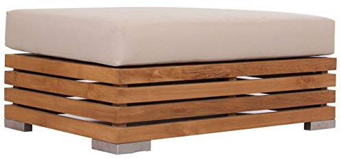 Teako Design Ottomane Picardie Teakholz massiv wetterfest Gartenhocker Sitzbank Couchhocker Gartensofa Terrassenhocker