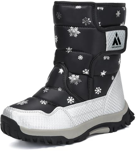 Mishansha Bottes de Neige Fille Garçon Chaud Hiver Chaussures Fourrure Doublé Antidérapant Bottes d'hiver,Noir,37