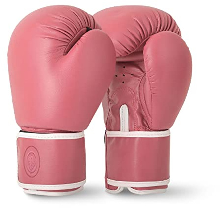 FAIRWAYUK Adult Pink Boxing Gloves, Womens Mma Sparring Martial Arts Punch Bag Training Fight Mitts, 10oz 12oz 14oz 16oz (Pink, 16oz)