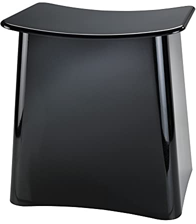 WENKO Maximex Wing Badhocker und Wäschekorb, Hocker mit Deckel und herausnehmbarem Wäschesack, Kunststoff, Fassungsvermögen 33 L, 45 x 48 x 33 cm, Schwarz