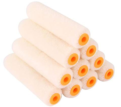 TIJAR Pack of 10 High Performance Mohair 4 (100mm) Decorating & Painting Mini Roller Sleeves Ideal for Varnish, Gloss, Satin finishes