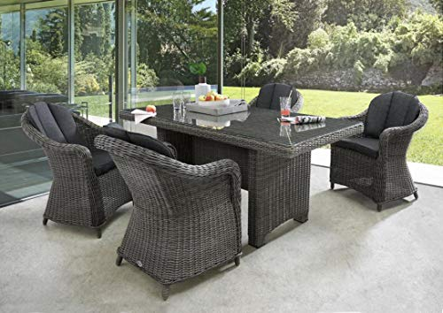 Destiny Sitzgruppe Malaga Luna 4X Sessel + Tisch 200x100x75cm, Vintage grau