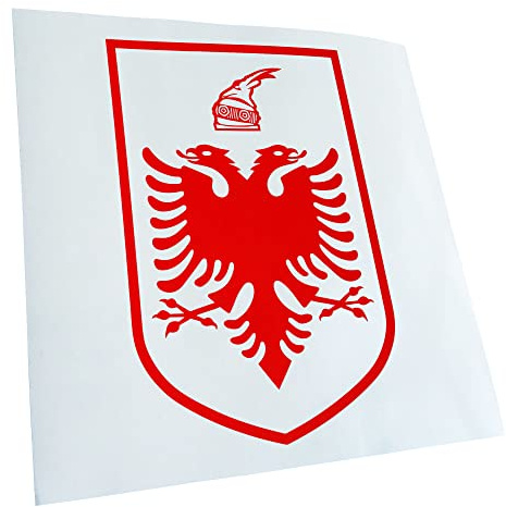 Kiwistar - Autoaufkleber - Albanien Wappen - rot - 24x16cm - Heckscheibe Auto Aufkleber wetterfest für Kfz LKW Mofa Truck - Sticker außen selbstklebend Tuning Zubehör für Fenster Fahrzeug Scheibe