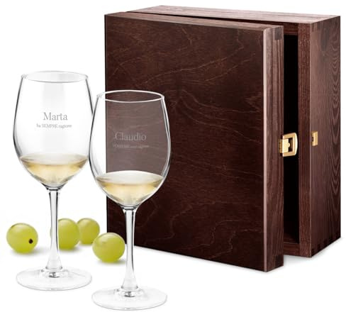 Maverton Calici da vino, incisione personalizzata, 350 ml | Set da 2 pezzi in vetro, ideale per il vino rosso e bianco, idea regalo di anniversario unico, per la coppia, vorrebbe SEMPRE