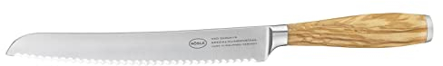 Rösle Brotmesser Artesano 22 cm - Hochwertiges Brotmesser mit Wellenschliff, Küchenmesser für Brot, Brötchen und Baguette, scharfes Schneidemesser mit ergonomischem Griff aus Olivenholz