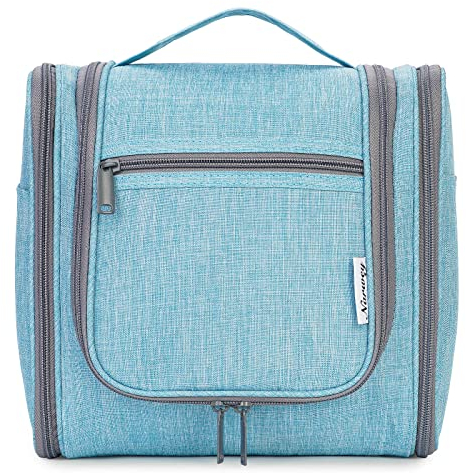 Narwey Kulturbeutel Damen & Herren - Kulturtasche Zum Aufhängen, Kinder Kosmetiktasche - Waschtasche für Mädchen (Himmelblau (Groß)