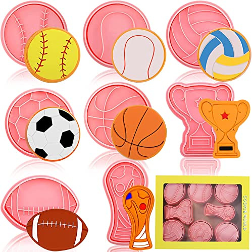 8 Stücke Ausstechformen, für Fußball/Fußball geeignet, Fussball Ausstechformen Kunststoff Muster Kekse Kuchenform Plätzchenform Fondant Schneider Keksausstecher Lustige Keksform Ausstecher Set (E)