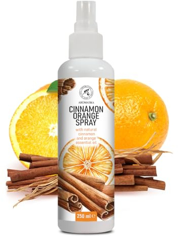 Zimt-Orange Aromaspray 250ml - Aromatherapie Raumspray mit ätherischem Zimtöl und Orangenöl - Spray zur Aromatisierung der Luft - Raumnebel - Kissen- und Leinenspray - Duftspray - Aromaspray