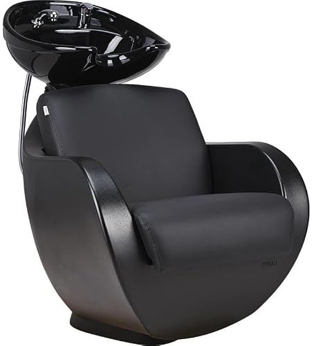 AYALA Friseurstuhl mit Waschbecken THOMAS schwarz Friseurwaschbecken Friseur Waschplatz Rückwärtswaschsessel Salon Friseursessel Waschsessel Schwarz