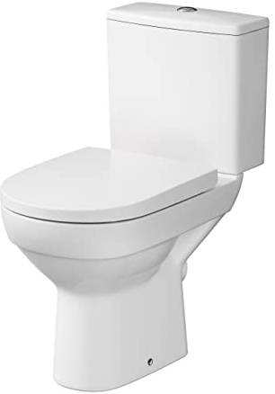 CERSANIT WC con cassetta di risciacquo completo, WC con sedile WC in Duroplast con abbassamento automatico, ciotola con scarico orizzontale, larghezza 36,5 cm, supporto WC in ceramica, colore: bianco