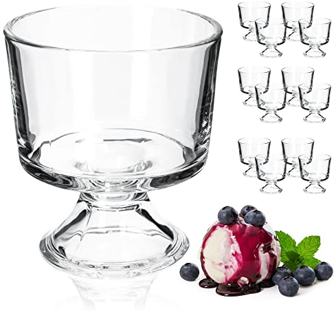 KADAX Copas de Helado de 280 ml, Vasos de Vidrio Transparente con Base Elegante para Postres, Copa de Cristal para Coctel de Marisco y Gambas (Juego de 12)