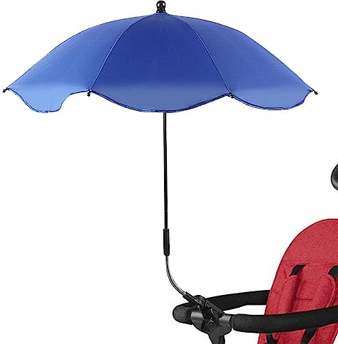 Ombrellone per passeggino universale anti uv 50+, Ombrello per passeggino Bebe, parasole con morsetto regolabile e braccio flessibile a 360° per carrozzina, bicicletta, sedia a rotelle, spiaggia