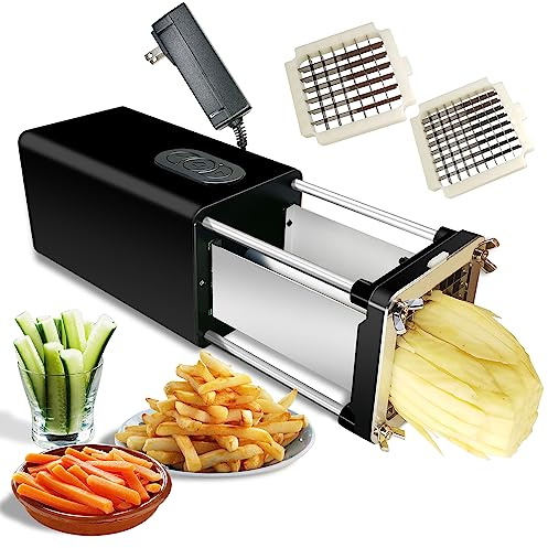 Fstcrt - Coupe-frites électrique professionnel commercial et domestique avec lame de 1/2 et 3/8 - Coupe-pommes de terre automatique - Convient pour