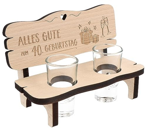 Spruchreif | Schnapsbank mit Gravur | Schnapsbank mit 2 Gläsern | Schnapslatte mit Gläsern | Trinkbank | Jubiläum | Lustiges Geschenk zum Geburtstag | Geschenk 40.Geburtstag