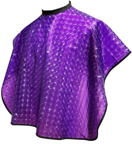 Cape de Coloration Capillaire de Salon Pourpre, Tablier Imperméable | Teinture et Permanente, Tissu Pvc Léger, Protège la Nuque des Résidus, Usage Professionnel