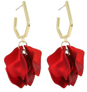 KBRPEY Pendientes Mujer Pétalo Colgantes Pendientes Acrílico Pendientes Vintage Exagerada Flor Pendientes Elegante Gota Statement Florales Borla Pendientes Colorido