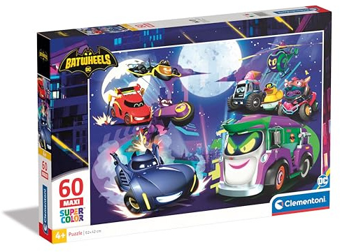 Clementoni Batwheels Kinder Puzzle 60 Maxi Teile - Puzzle 33,5 x 23,5 cm für Kinder ab 4 Jahre - Geschicklichkeitsspiel Cartoon Puzzle 26597