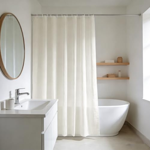 YISURE Duschdraperi, tvättbart, beige, av polyester, vattenavvisande, med metallöljetter, bredd 180 x höjd 220 cm | Polyester duschgardiner tyg textil vattenavvisande med metallöglor, bredd 180 x höjd 220 cm