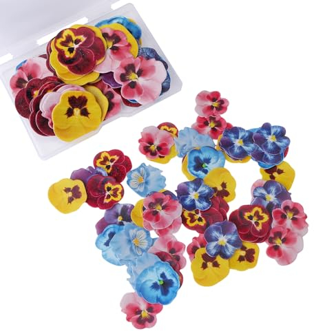 LICHENGTAI Essbares Oblatenpapier Kuchendekoration, Blumen Schmetterling Essbare Tortendekoration Klebriges Reispapier Tortendekoration für Kindergeburtstagstorte Kalte Schüssel Dekoration