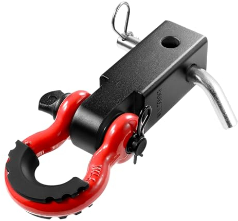 VEVOR Récepteur d'attelage à manille pour récepteur 50 mm, résistance rupture 20 T, anneau D goupille de verrouillage d'attelage de remorque pour camions, jeeps, récupération de véhicules tout-terrain