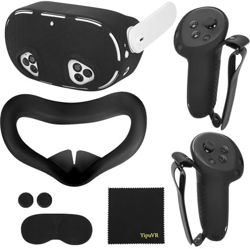 Accessoires pour Meta Quest 3S, 5 en 1, en silicone, pour Quest 3S, étui de protection pour manette de réalité virtuelle, coque de protection pour objectif, capuchons de joystick pour Meta Quest3S