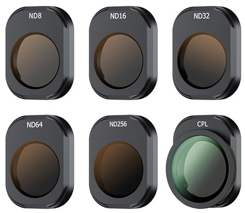JJC ND CPL Filter Kit Compatible with DJI Mini 4 Pro, 6 Pack ND8 ND16 ND32 ND64 ND256 Neutral Density Fixed Filters CPL Polarizer, Multi Coated Portable ND Filter Mini 4 Pro Drone Accessories