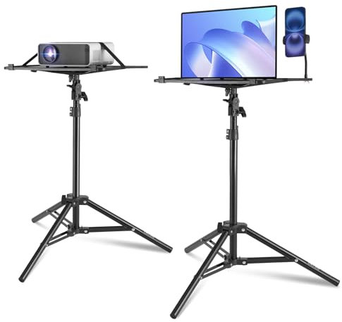 VEVOR Projektorständer Laptopständer-Stativ, höhenverstellbar von 685 bis 1600 mm, tragbares Projektor-Stativ mit Ablage & Schwanenhals-Telefonhalter, für Filme im Freien Büro zu Hause 5 kg belastbar