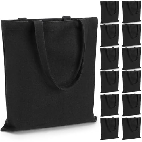 Pumtus 12 Pack Canvas Tote Bags, Sublimation Blank Grocery Bag with Handle, 15x13 In Reusable Medium Shopping Cloth Bag for DIY, Painting, Crafting, Embroidery, Advertising,Gift, Activity