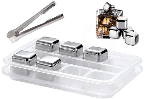 FUZVOL Ice Cubes 8PCS Reusable Stainless Steel Ice Cubes