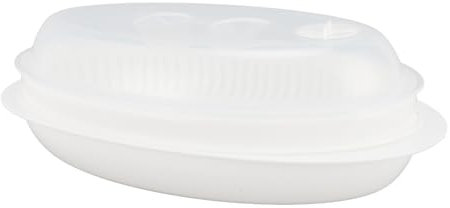 de Pescado Al Vapor de Microondas, PP Fast Heat Conducción Steamed Fish Container con Cubierta, Cocina Fish Vaporizador de Microondas para Verduras