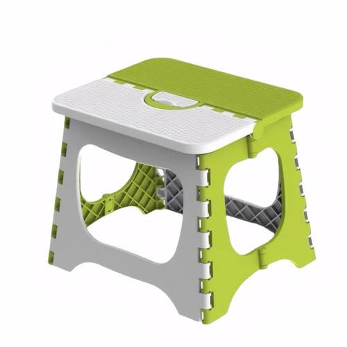 Premium Klapphocker für Kinder & Erwachsene – Extra-Sicherer Tritthocker Faltbarer Kunststoff Klappstuhl mit Anti-Rutsch-Basis - Perfekt für Zuhause, Camping & Outdoor, Von HSYTEK (Grün)