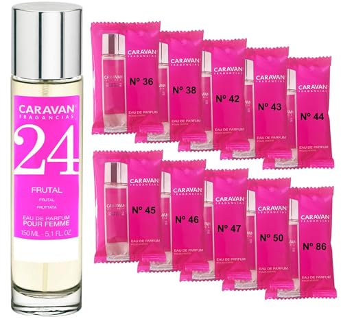 CARAVAN FRAGANCIAS Damenparfüm Nr. 24, 150 ml + Set mit 10 Flaschen mit verschiedenen Damenduften von Caravan, um neue Düfte zu entdecken