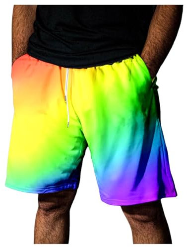 Laufhose Herren Kurz Männliche Frühlings- Sommerfarben-Strandhose mit Kordelzug elastischer Taille, atmungsaktiv, weiche Kurze, tägliche Streetwear, Krawattentasche, Jogginghose Kurz (Orange, XXL)